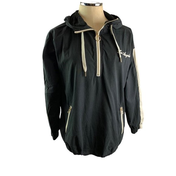 Small Forever 21 "Los Angeles" Women's Black Pull Over Hooded Jacket - Picture 1 of 8